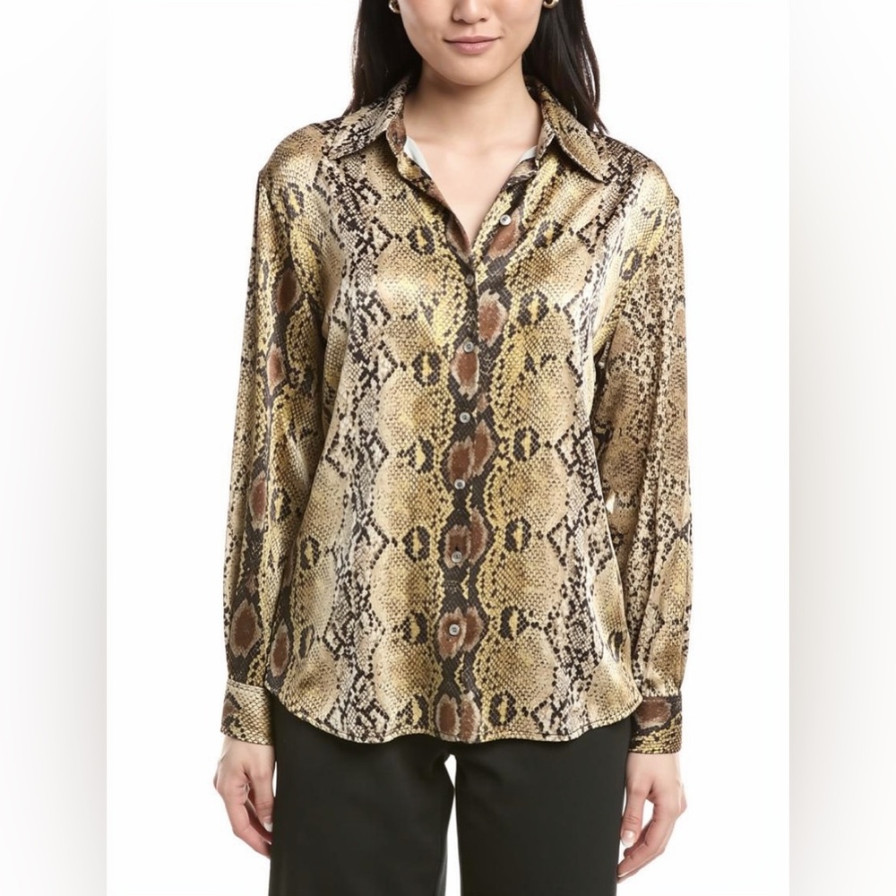 Michael Kors made in Italy Snake Print Button-Up Blouse